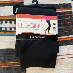 NIB No Nonsense Black Cotton Blend Leggings. Size Small. No Show Coverage.